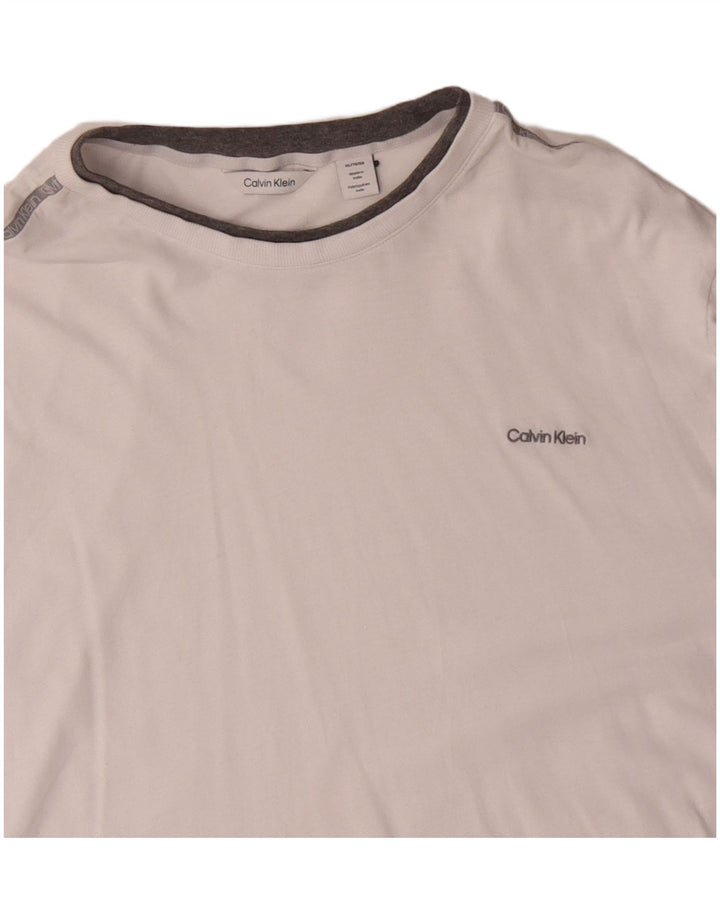 CALVIN KLEIN Mens Top Long Sleeve XL White Cotton