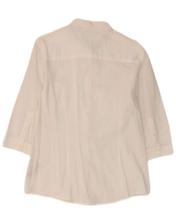 Burberry Chemise à manches 3/4 BRIT pour femme UK 14 en coton à fines rayures blanches