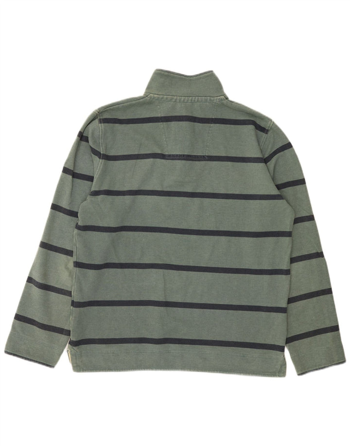 J. Crew Mens Zip Neck Sweatshirt Jumper Medium Green Striped Cotton