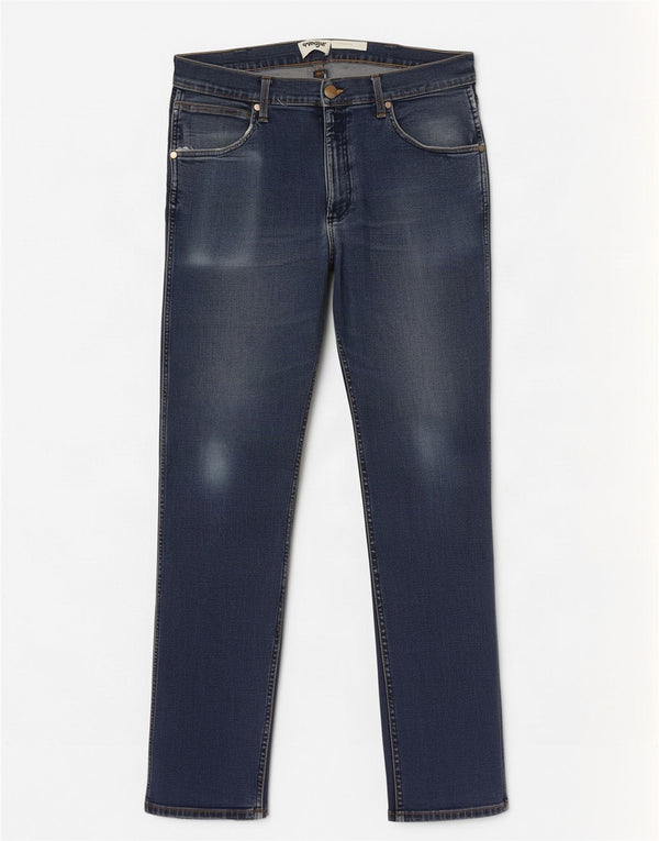 Jeans dritti da uomo Wrangler vestibilità regolare W34 L32 cotone blu