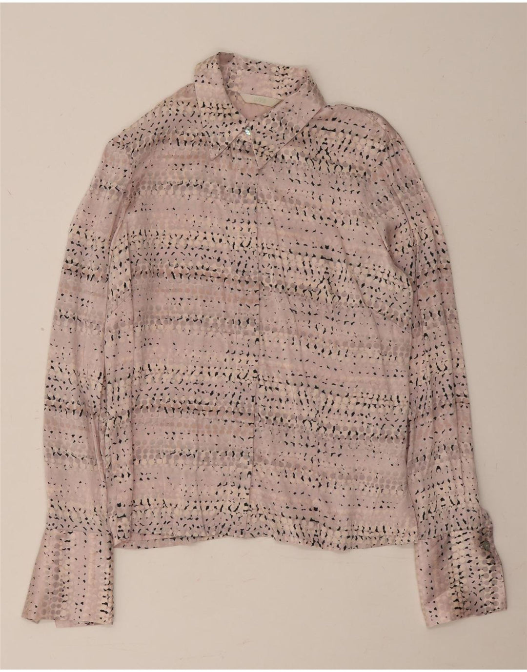 Marks & Spencer Womens Shirt Blouse UK 12 Medium Pink Spotted Silk