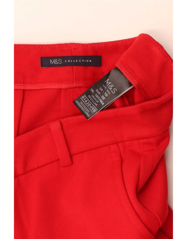 Marks & Spencer Womens Slim Suit Trousers UK 10 Small W27 L27 Red Polyester
