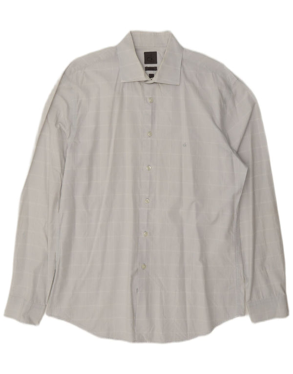 Camicia slim fit da uomo Calvin Klein taglia 41 16 grande cotone a quadri blu