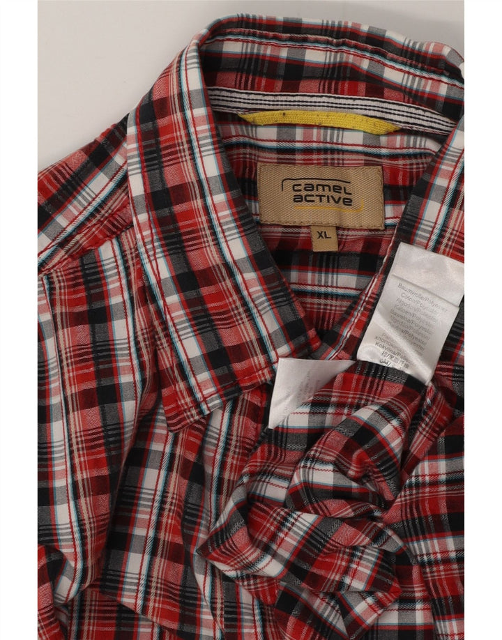 CAMEL ACTIVE Camicia da uomo a maniche corte XL in cotone a quadri rossi