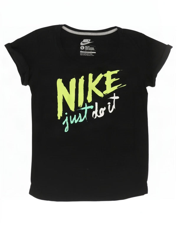 T-shirt grafica Nike da donna slim fit, taglia UK 14, grande, cotone nero