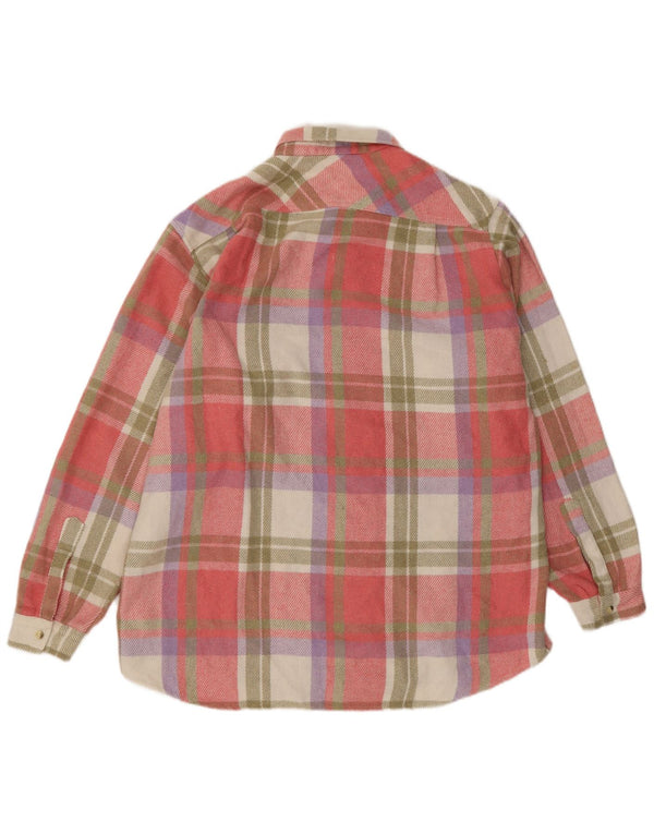 Camicia vintage da uomo in flanella, acrilico a quadri grandi rosa