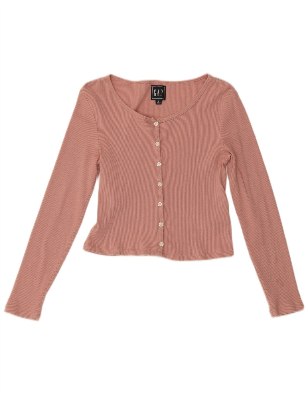 Gap Womens Crop Top Long Sleeve UK 8 Small Pink Cotton