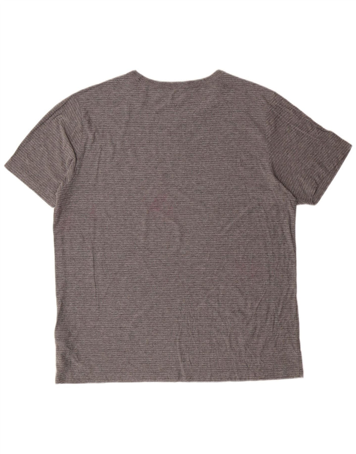 ALL SAINTS Mens T-Shirt 2XL Grey Striped Cotton