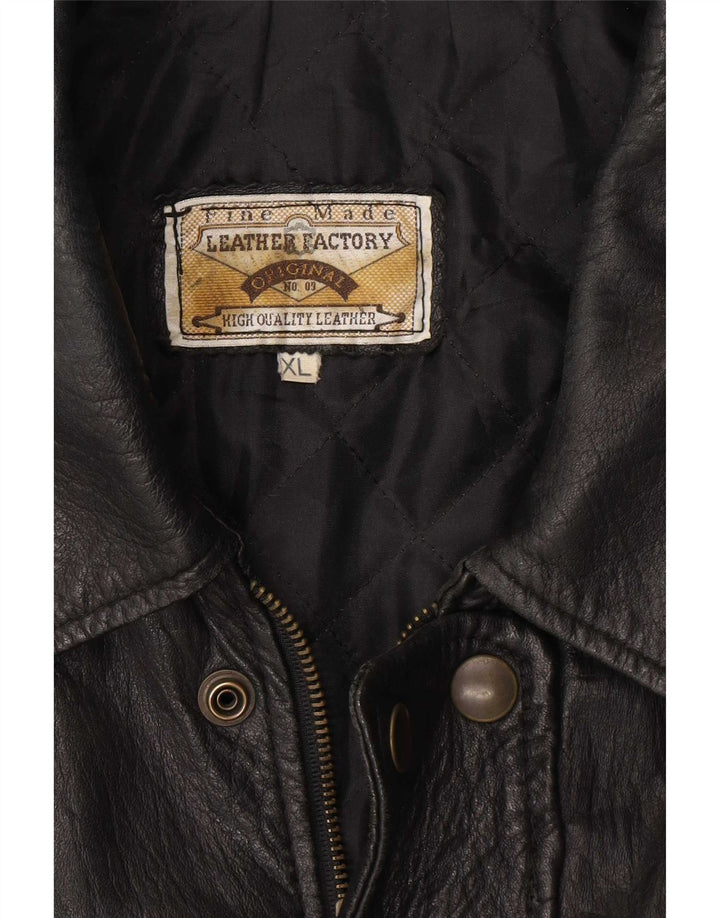 Giacca in pelle vintage da uomo UK 42 XL nera