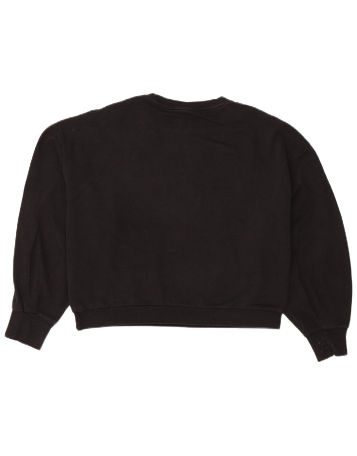 REEBOK Womens Crop Oversized Sweatshirt Jumper UK 12/14 Medium Black