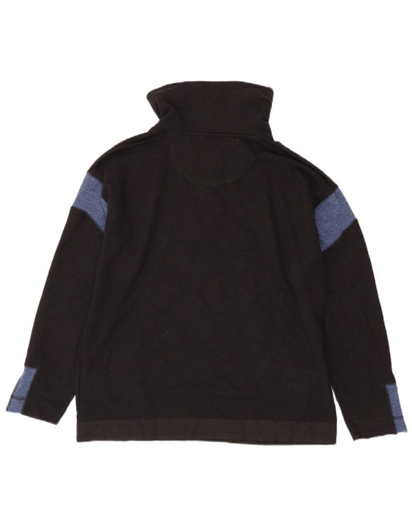 Nautica Mens Zip Neck Sweatshirt Jumper Medium Black Colourblock Cotton