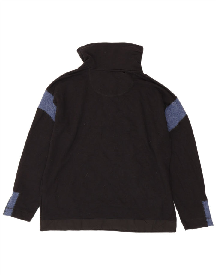 Nautica Mens Zip Neck Sweatshirt Jumper Medium Black Colourblock Cotton