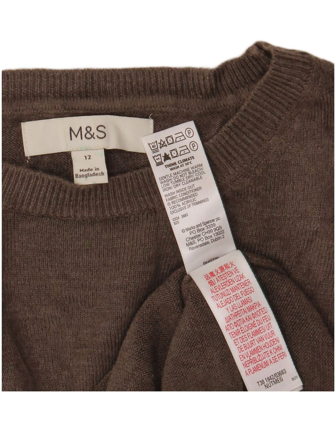 Marks & Spencer Womens Boat Neck Jumper Sweater UK 12 Medium Grey Acrylic