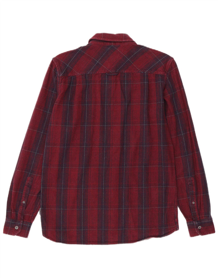 Hurley Mens Classic Fit Flannel Shirt Small Maroon Check Cotton