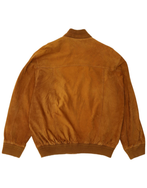 Giubbotto bomber in pelle scamosciata vintage da uomo UK 42 XL in pelle marrone