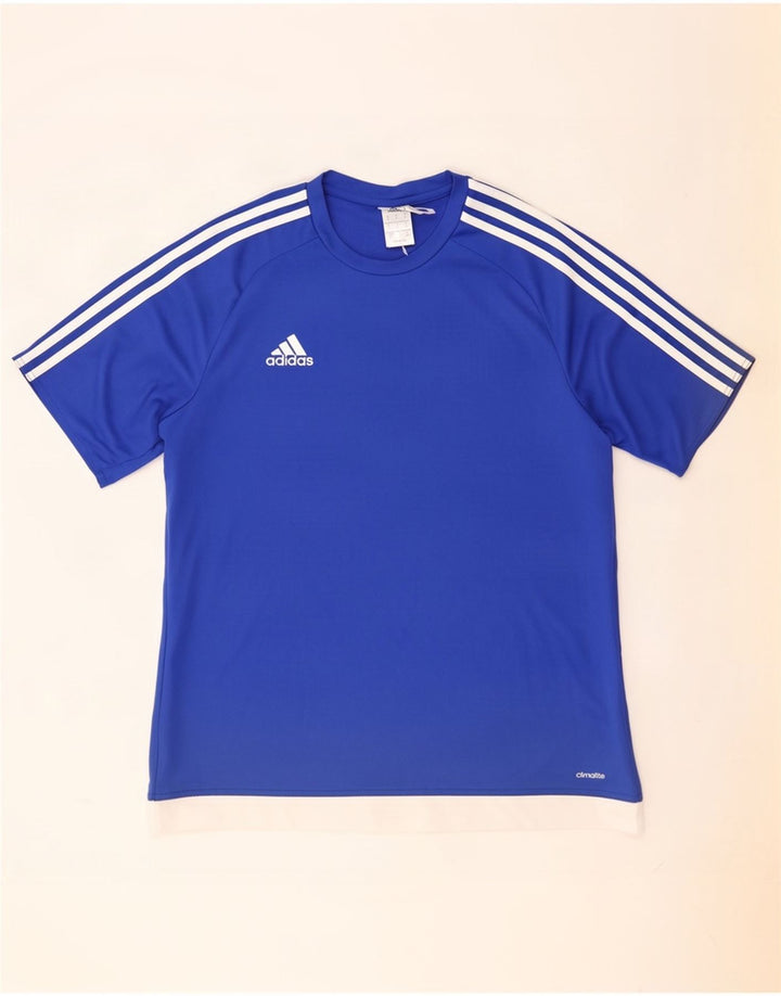 Adidas Herren Climalite T-Shirt Top Large Blau Colourblock