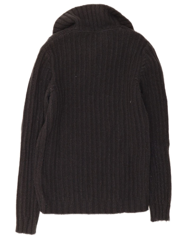 Liu Jo Mens Button Neck Jumper Sweater Medium Navy Blue Wool