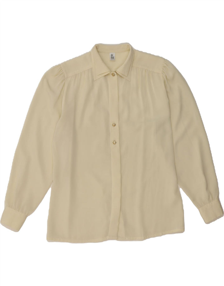 DEL MOD Womens Shirt Blouse UK 18 XL Beige Polyester Vintage Del Mod and Second-Hand Del Mod from Messina Hembry 