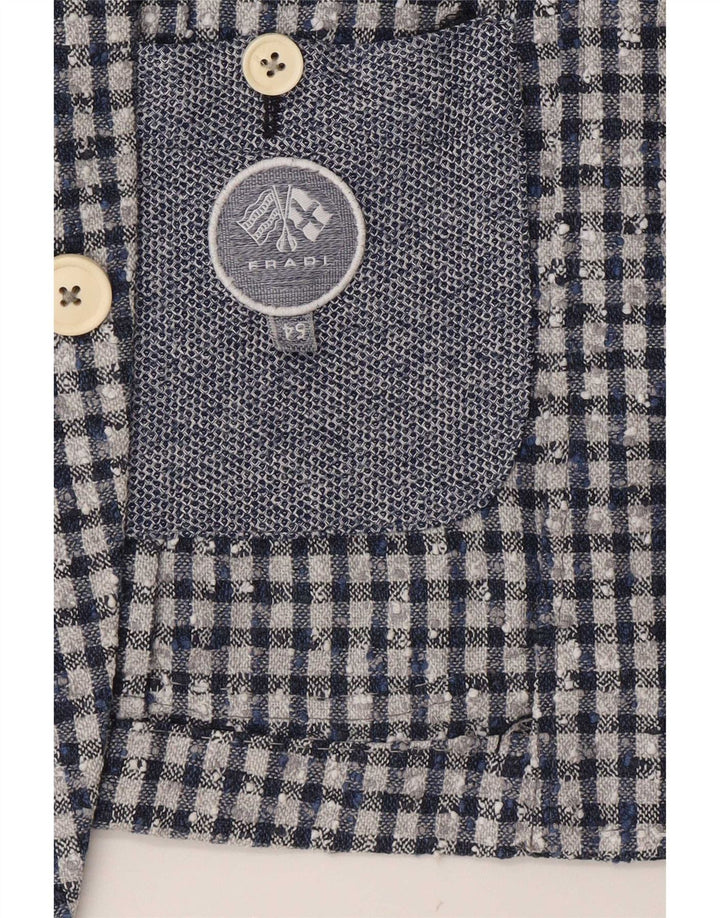 Fradi Jaqueta masculina blazer de 2 botões IT 54 2XL Algodão xadrez cinza
