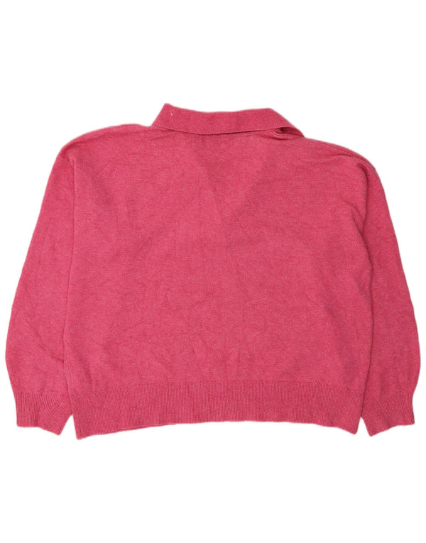 Marks & Spencer Womens Polo Neck Jumper Sweater UK 16 Large Pink Polyester