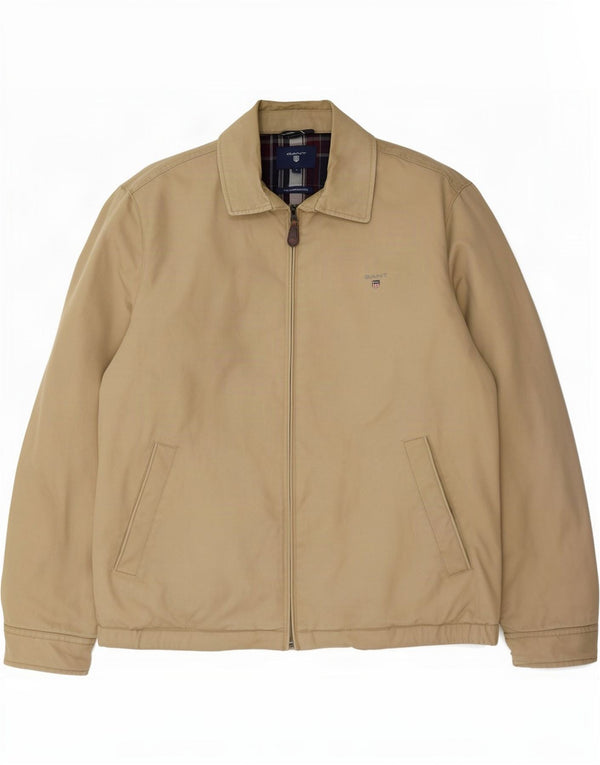 Gant Mens Bomber Jacket UK 40 Large Beige Cotton