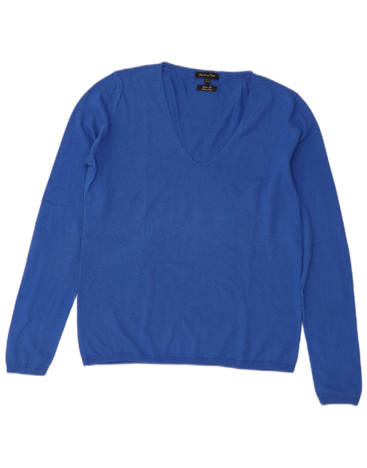 Massimo Dutti Damen-Pullover mit V-Ausschnitt, Gr. 10, klein, Blau