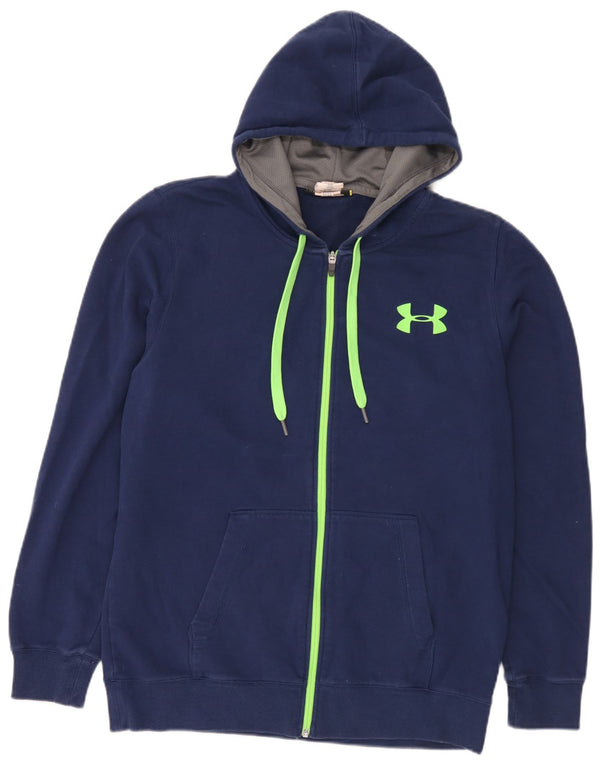 Under Armour Mens Zip Hoodie Sweater Large Blue Cotton