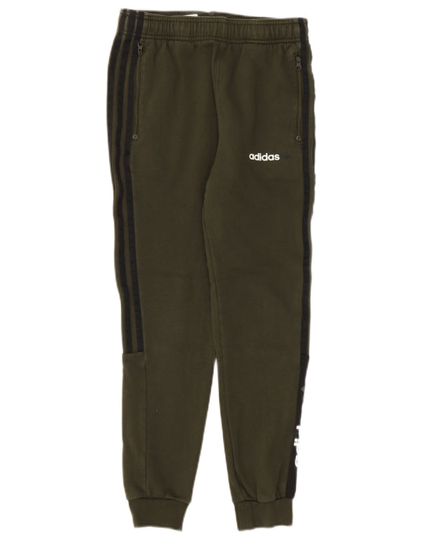 Adidas Boys Tracksuit Trousers Joggers 11-12 Years Green Colourblock