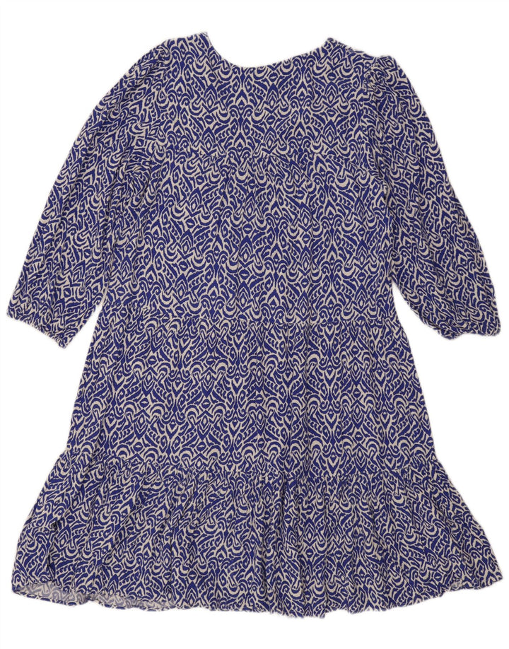 Phase Eight Kvinder abstrakt mønster A-line kjole UK 12 Medium Blue
