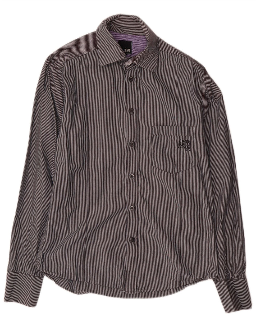 JACK & JONES Chemise Homme Petite Rayure Grise Coton