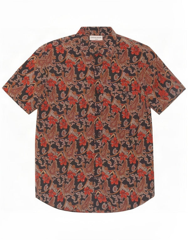 Vintage Mens Short Sleeve Shirt Small Multicoloured Paisley Silk