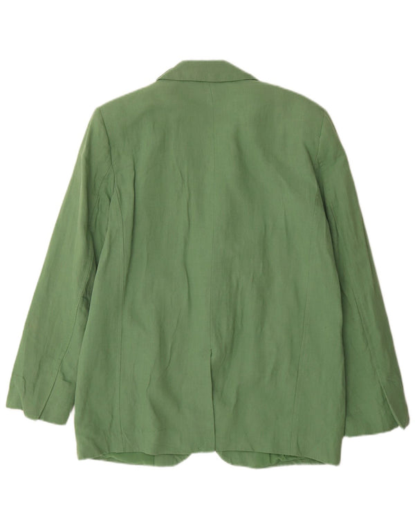 Zara Womens 2 Button Oversized Blazer Jacket UK 10 Small Green Linen