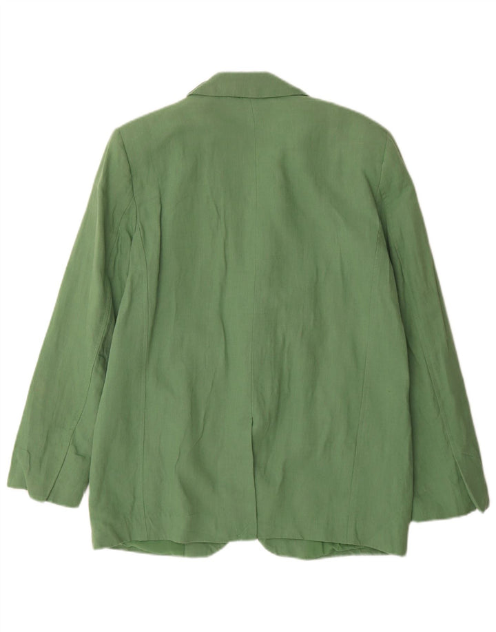 Zara Womens 2 Button Oversized Blazer Jacket UK 10 Small Green Linen