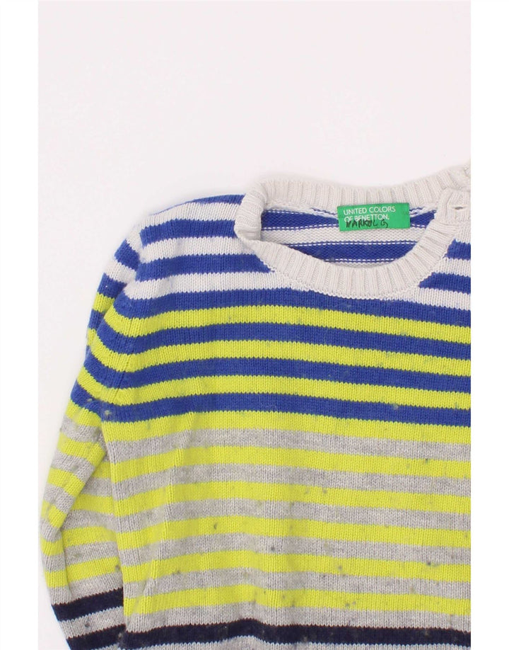 Benetton Boys Boat Neck Jumper Sweater 3-4 Years Multicoloured Striped