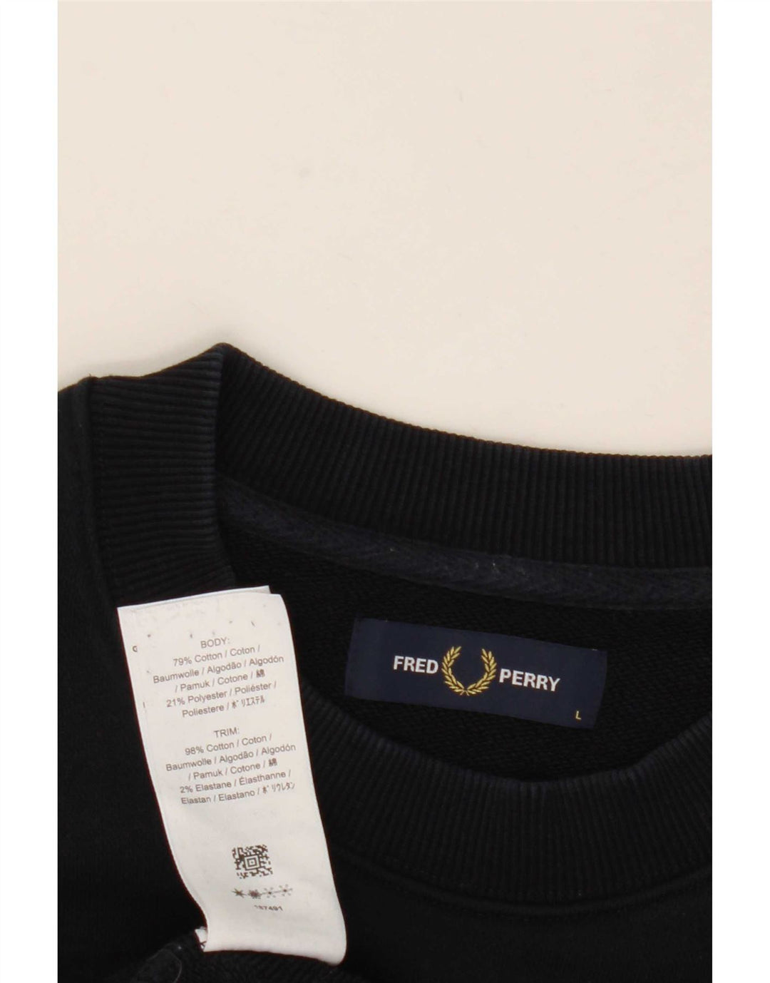 Fred Perry Mens Sweatshirt Jumper Large Navy Blue Cotton