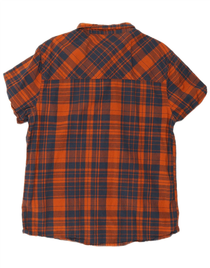 Mountain Warehouse Mens Short Sleeve Shirt Large Navy Blue Check Cotton