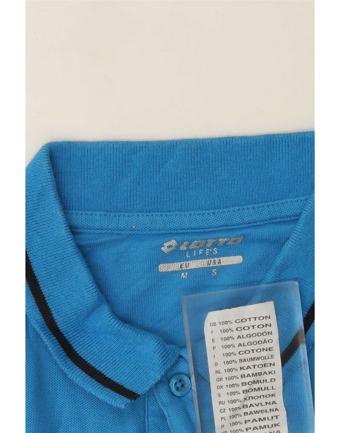 Lotto Mens Polo Shirt Medium Blue Cotton