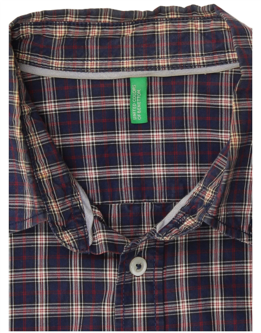 Benetton herreskjorte medium marineblå ternet
