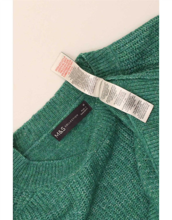 Marks & Spencer Womens Crew Neck Jumper Sweater UK 14 Medium Green Flecked