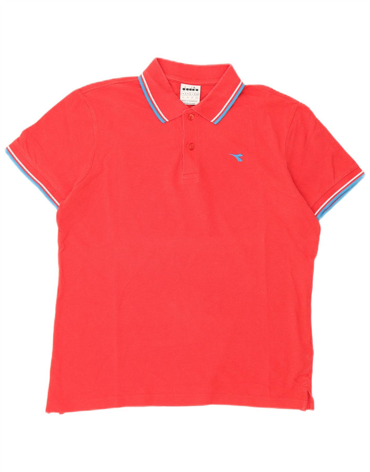 Diadora Mens Polo Shirt Medium Red Cotton