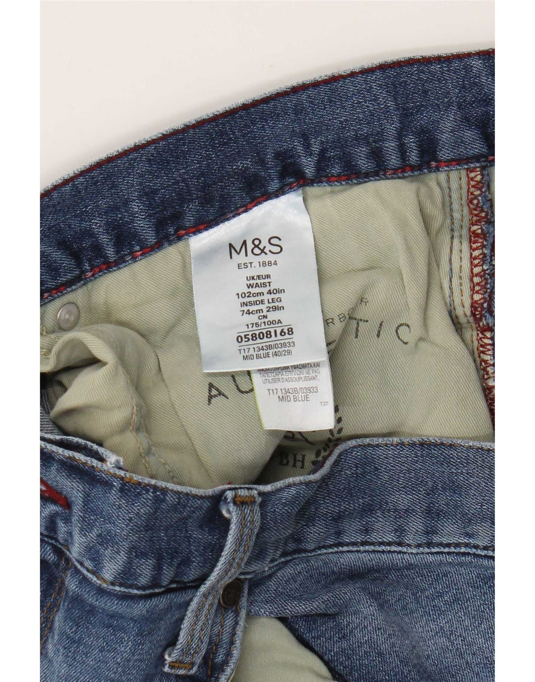Marks & Spencer Herren Straight Jeans W40 L29 Blaue Baumwolle