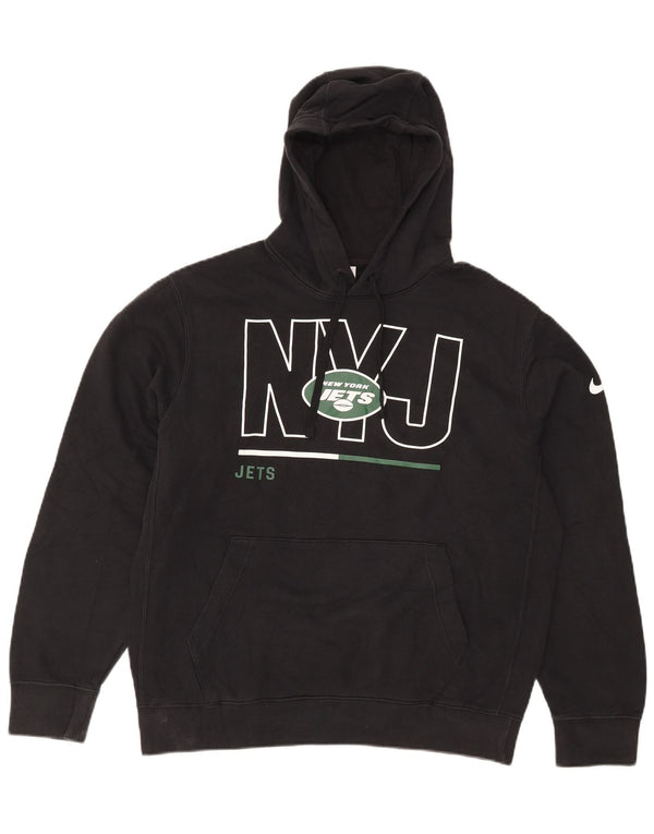 Nike Mens New York Jets Graphic Hoodie Jumper Medium Black Cotton