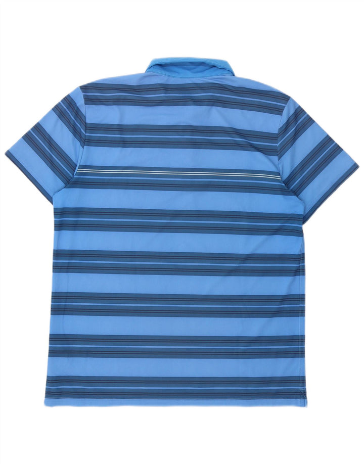 Nike Mens Dri Fit Polo Shirt Large Blue Striped Polyester