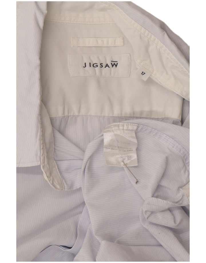 Camicia da uomo Jigsaw taglia 17 XL in cotone a righe blu