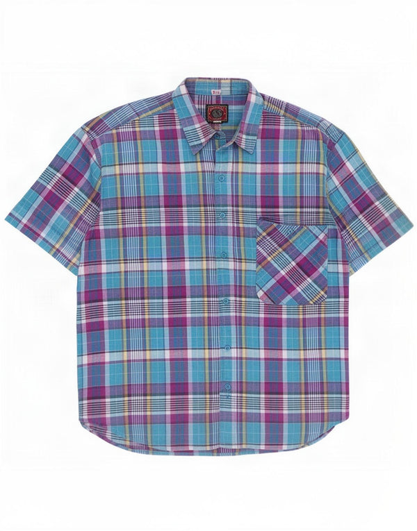 Mondial Camisa de manga corta para hombre Mediana Algodón a cuadros multicolor