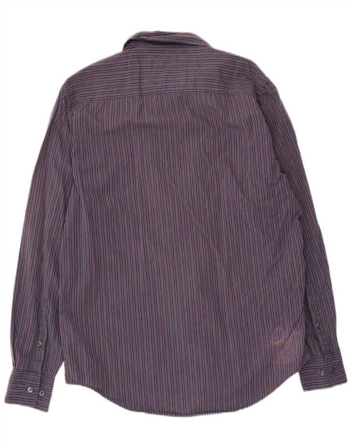 Timberland Mens Regular Fit Shirt Small Navy Blue Striped Cotton