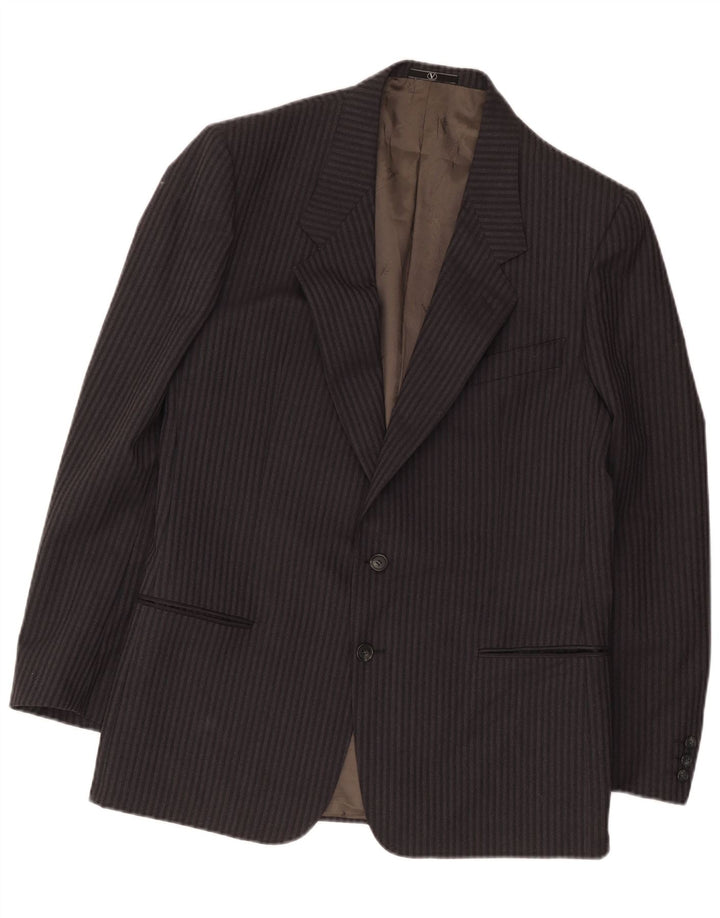 Valentino Mens Longline 2 Button Blazer Jacket IT 52 XL Grey Pinstripe