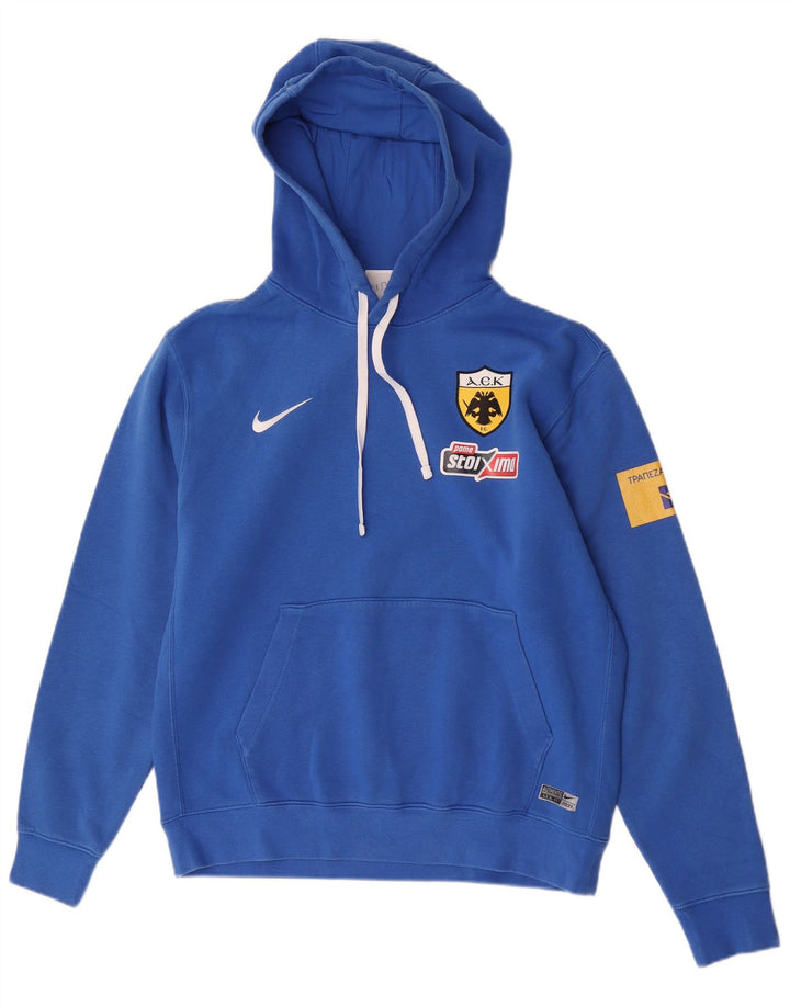 Nike Mens Graphic Hoodie Jumper Medium Blue Cotton