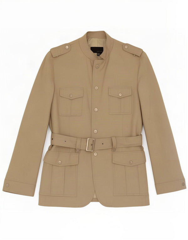Zara Herre Military Jacket UK 40 Large Beige Linen