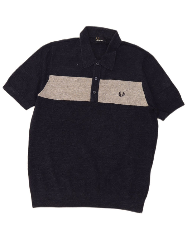Polo da uomo Fred Perry in cotone color block medio blu navy